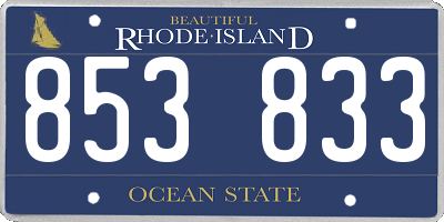 RI license plate 853833
