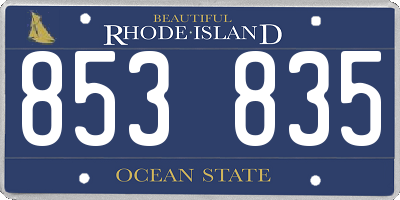 RI license plate 853835