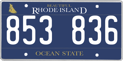 RI license plate 853836