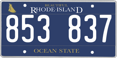 RI license plate 853837