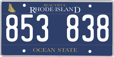 RI license plate 853838
