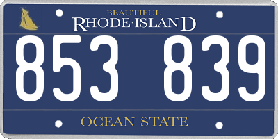RI license plate 853839