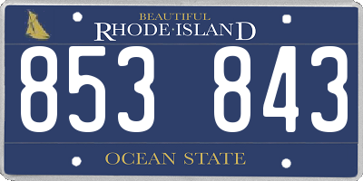 RI license plate 853843
