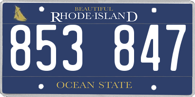 RI license plate 853847