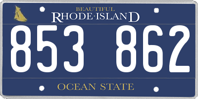 RI license plate 853862