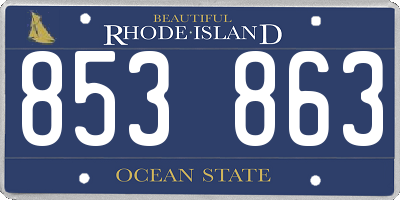 RI license plate 853863