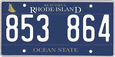 RI license plate 853864