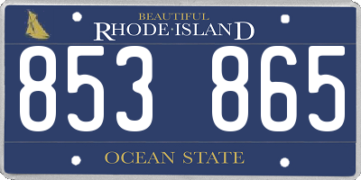 RI license plate 853865