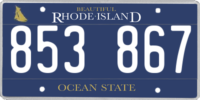 RI license plate 853867