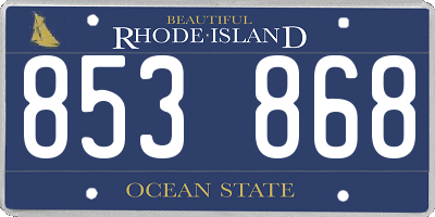 RI license plate 853868