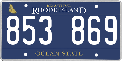 RI license plate 853869
