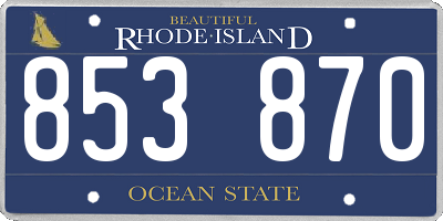 RI license plate 853870