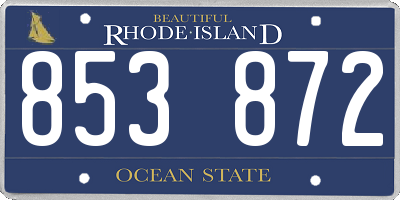 RI license plate 853872