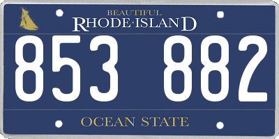 RI license plate 853882