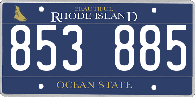 RI license plate 853885
