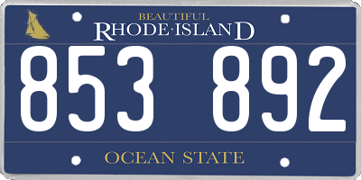 RI license plate 853892
