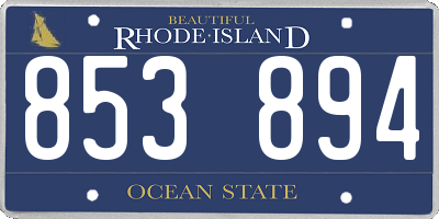 RI license plate 853894