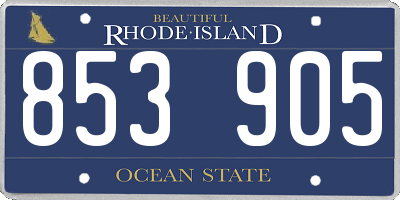 RI license plate 853905