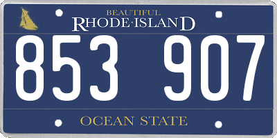 RI license plate 853907