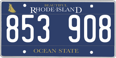 RI license plate 853908