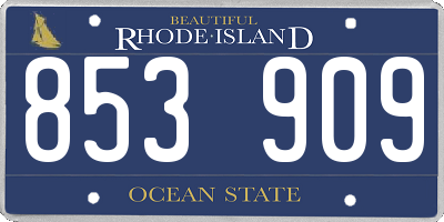 RI license plate 853909