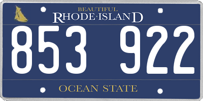 RI license plate 853922