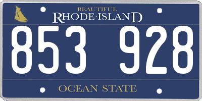 RI license plate 853928