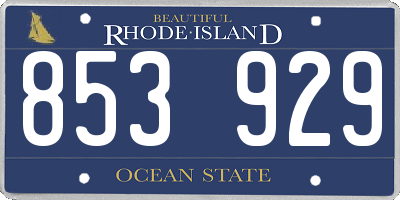 RI license plate 853929