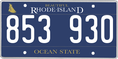 RI license plate 853930