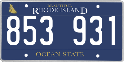 RI license plate 853931
