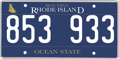 RI license plate 853933