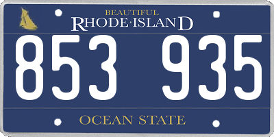 RI license plate 853935