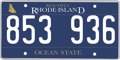 RI license plate 853936