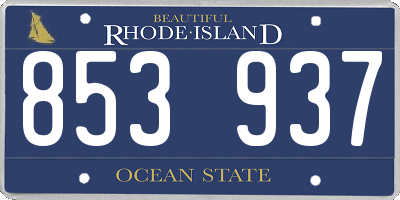 RI license plate 853937