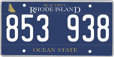 RI license plate 853938