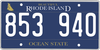RI license plate 853940