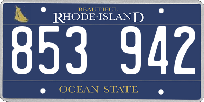 RI license plate 853942