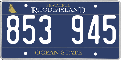 RI license plate 853945