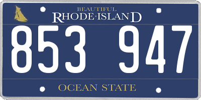 RI license plate 853947