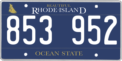 RI license plate 853952