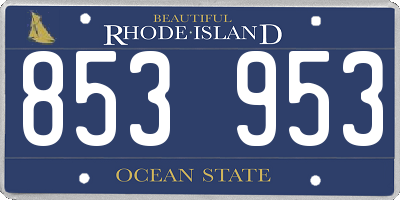 RI license plate 853953