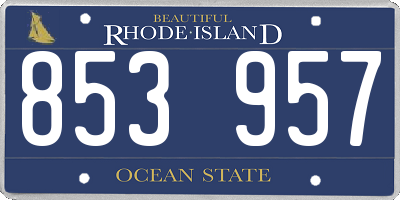 RI license plate 853957