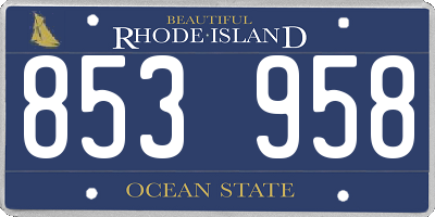 RI license plate 853958
