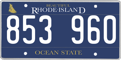 RI license plate 853960