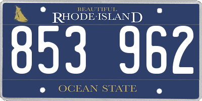 RI license plate 853962