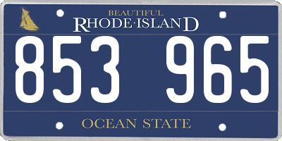 RI license plate 853965