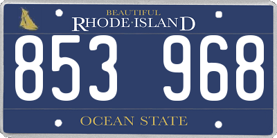 RI license plate 853968