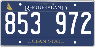RI license plate 853972