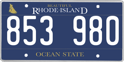 RI license plate 853980