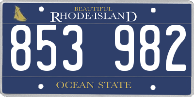 RI license plate 853982